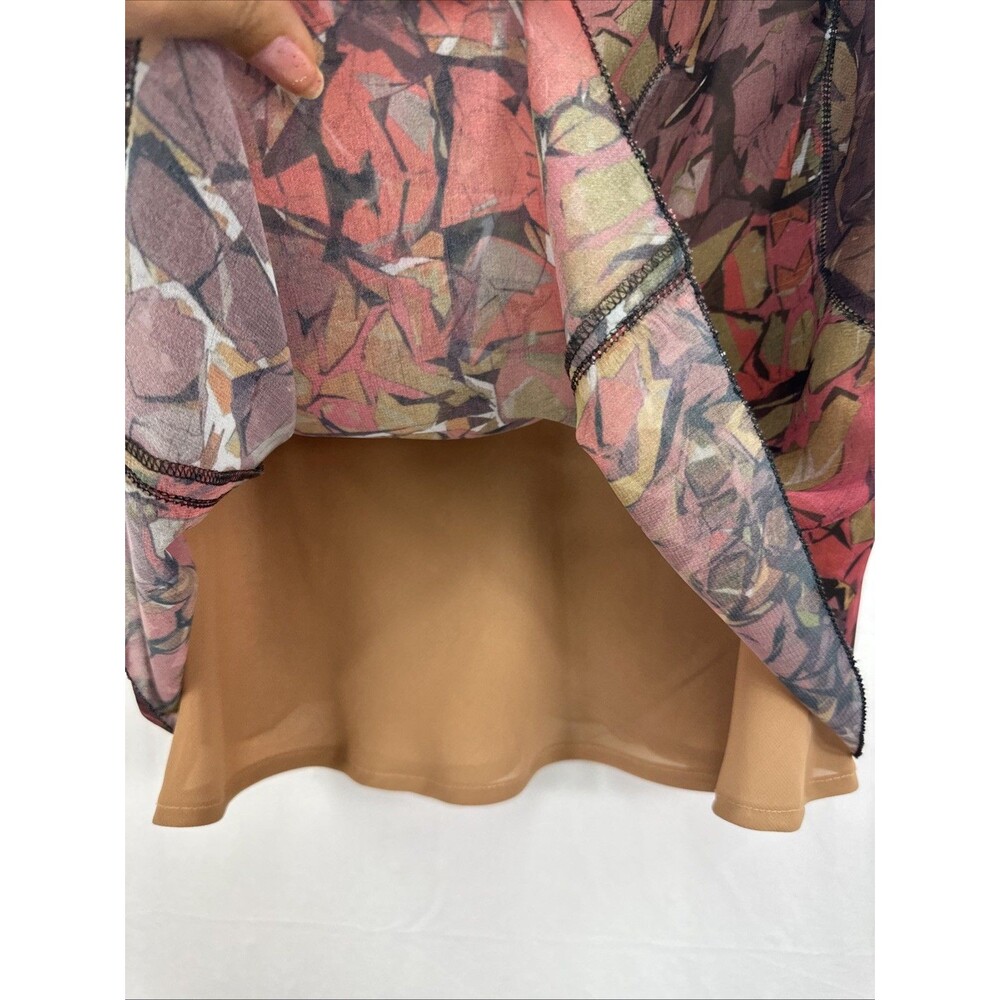 Byron Lars Beauty Mark Sheer Mesh Top Abstract Print Cowl Neck Y2K Designer Sz 6 - Picture 8 of 12